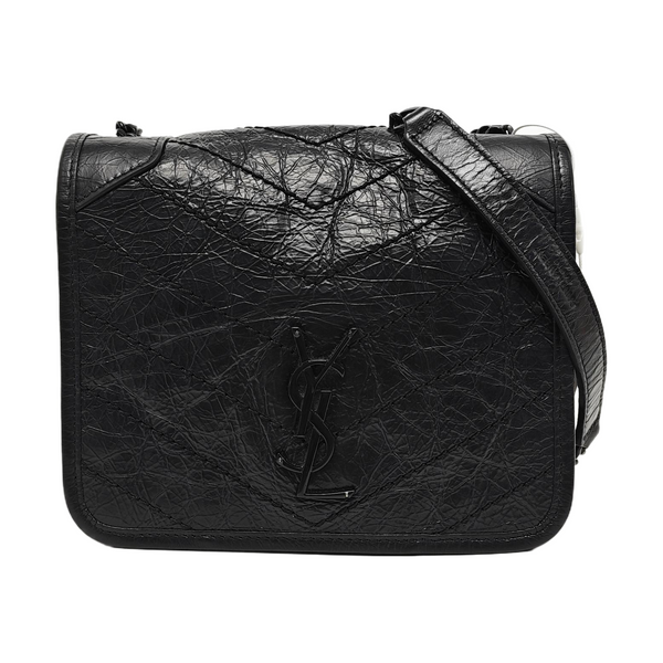 NIKI Mini Chevron, Quilted Calfskin Black