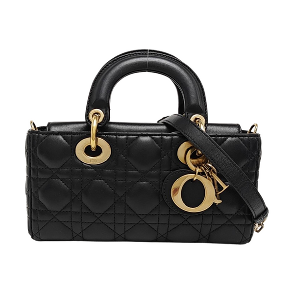 Lady D-Joy Small Quilted Lambskin Black