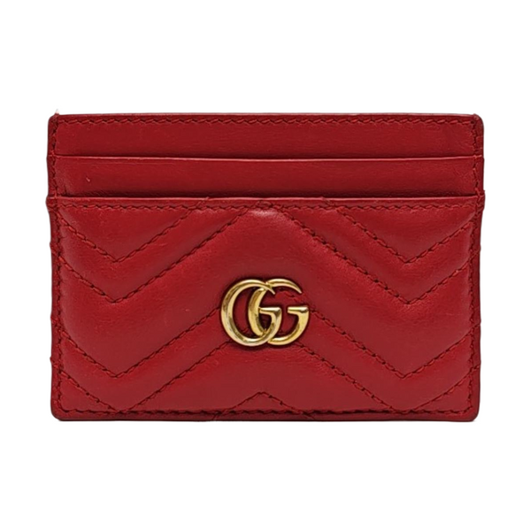 Authenticated pre-owned GG Marmont Quilted Calfskin Red Card Holder - Card Holder at Looply