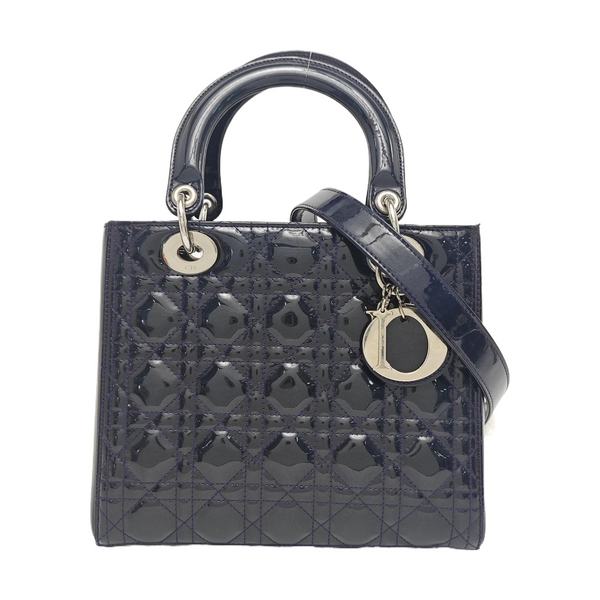 Lady Dior Medium Cannage Patent Leather Purple