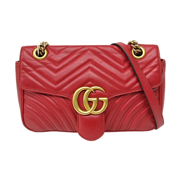 GG Marmont Medium Quilted Calfskin Red