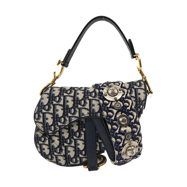 Saddle Mini Oblique Canvas Blue