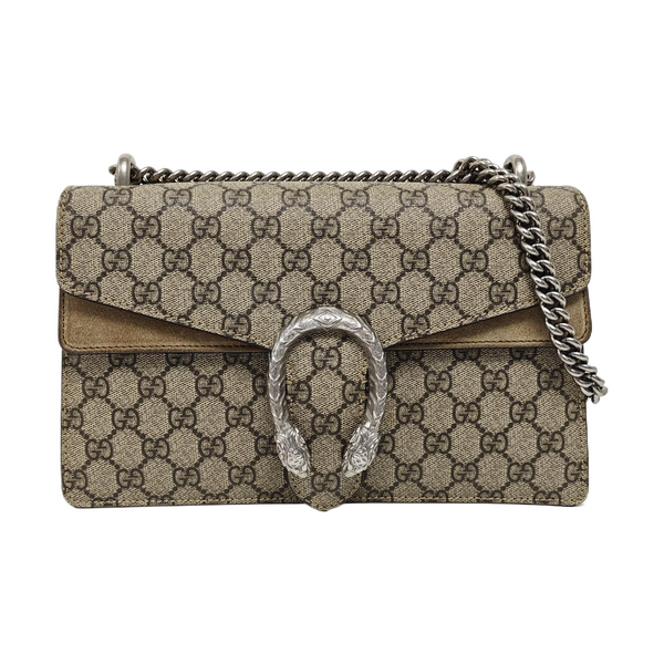 Dionysus Small Monogram Coated Canvas Beige