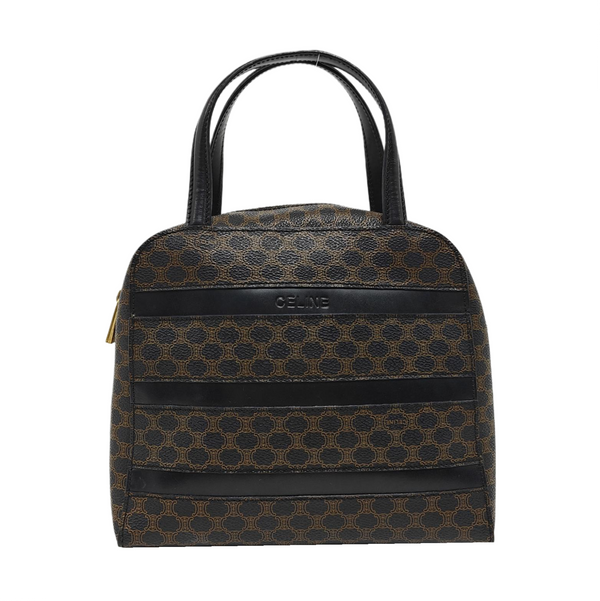 Coated Canvas Top Handle Bag Brown