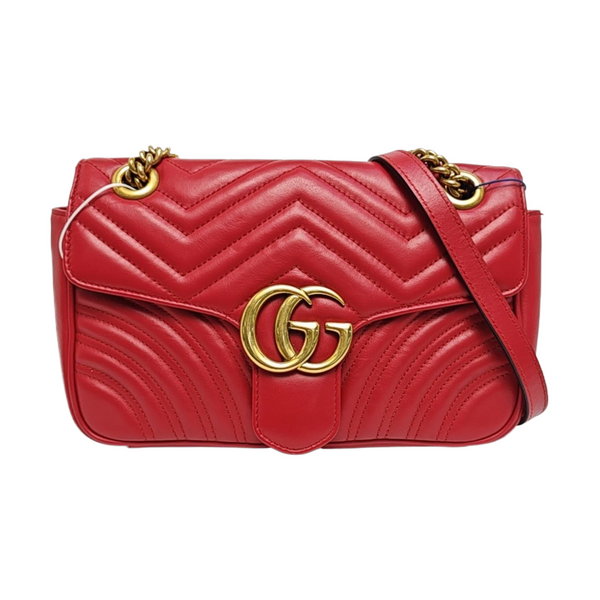 GG Marmont Mediana Piel Acolchada Roja