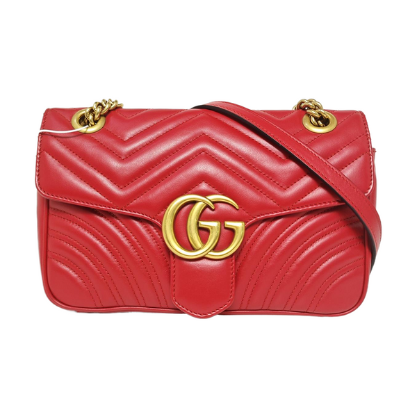 GG Marmont Medium Quilted Calfskin Red