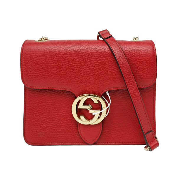 Interlocking G Small Calfskin Red