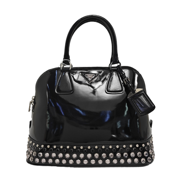 Patent Leather Top Handle Bag Black