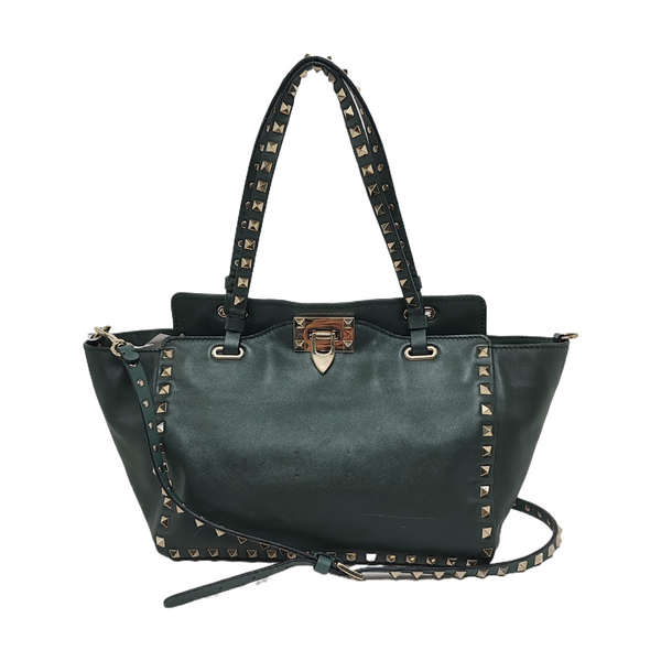 Authenticated pre-owned Rockstud Small Calfskin Green - Tote Bag at Looply