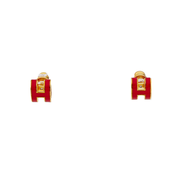 Pop H Metal Red Stud Earrings