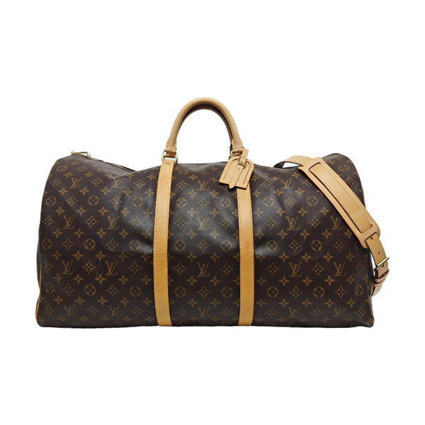 KEEPALL 60 Monogram Coated Canvas Brown