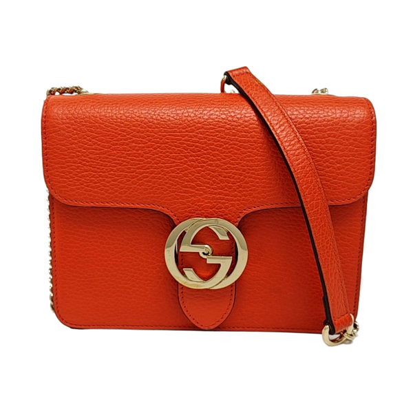 Interlocking G Small Calfskin Orange