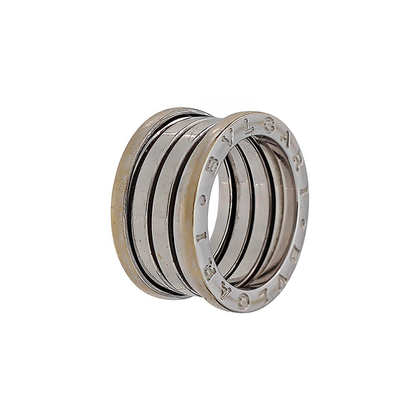 B.ZERO1 18k White Gold Silver Ring EU 50