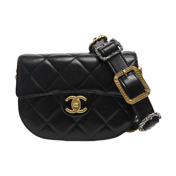 Quilted Calfskin Shoulder Bag Black