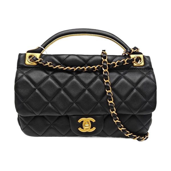 Quilted Calfskin Shoulder Bag Black