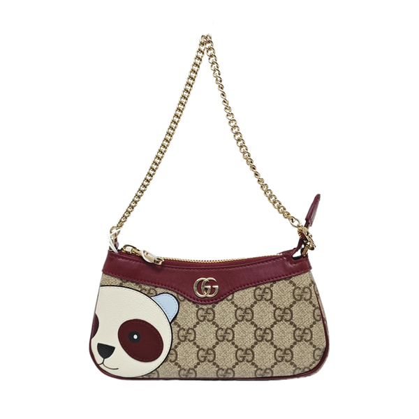 Minibolso de tela monograma marrón