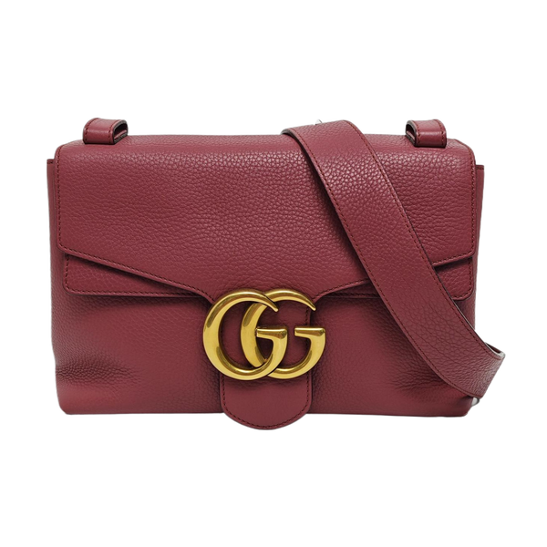 Authenticated pre-owned GG Marmont Calfskin Beige - Shoulder Bag at Looply