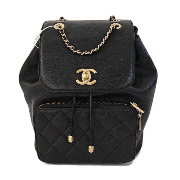 BUSINESS AFFINITY Medium Quilted Grained Calfskin Black
