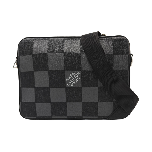 TRIO Damier Graphite Calfskin Gray