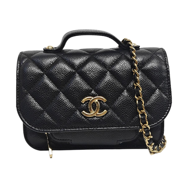 Authenticated pre-owned BUSINESS AFFINITY Quilted Grained Calfskin Black - Shoulder Bag at Looply