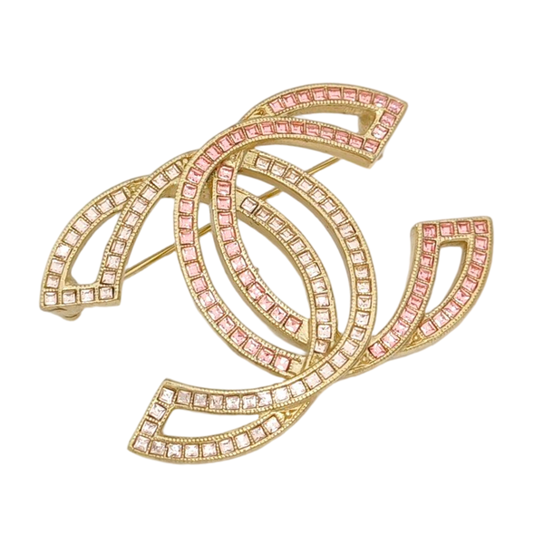 CC Logo Metal Gold Brooch