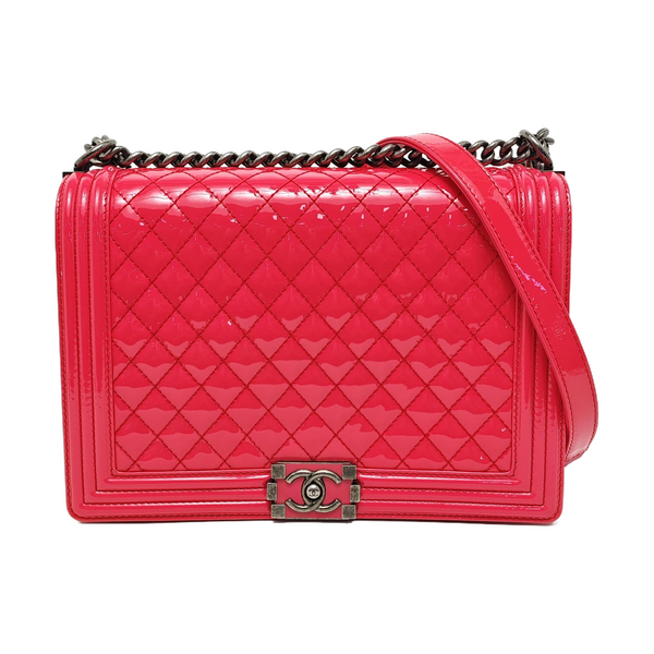 BOY CHANEL Maxi Quilted Patent Leather Red