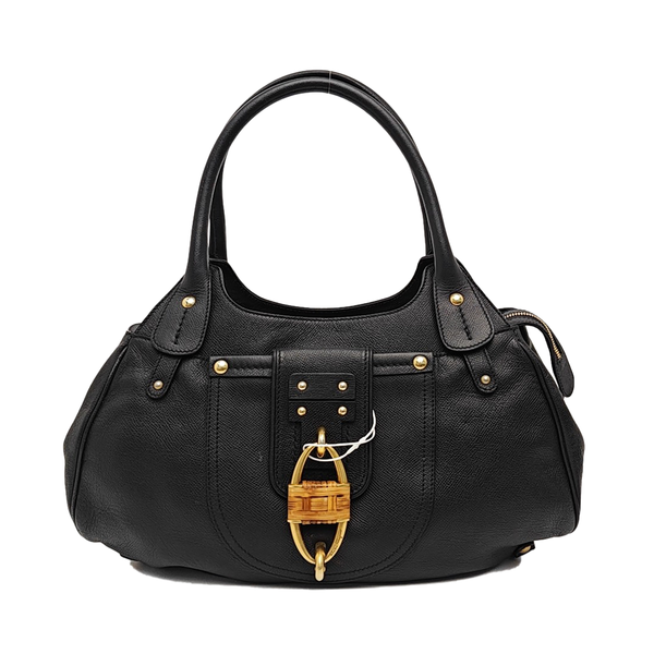 Calfskin Top Handle Bag Black