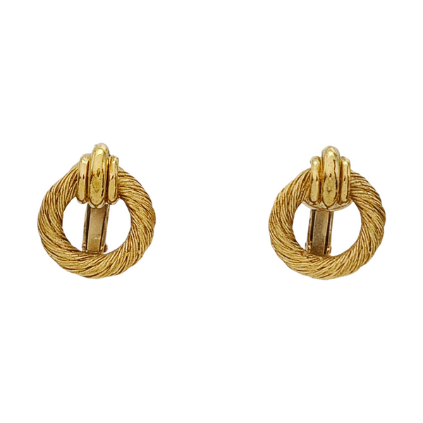 Twist Round Metal Gold Clip On Earrings