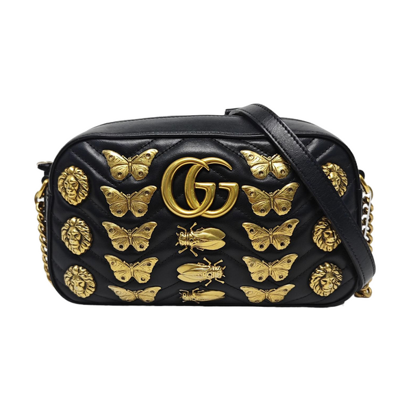 GG Marmont Small Quilted Calfskin Black