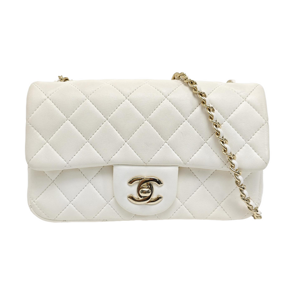 Quilted Lambskin Shoulder Bag White