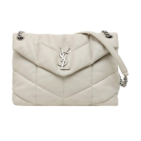 PUFFER Medium Quilted Lambskin White
