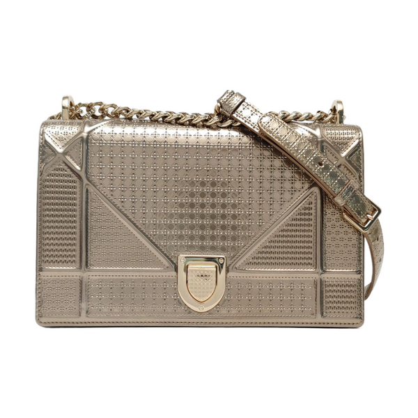 Diorama Medium Cannage Calfskin Gold