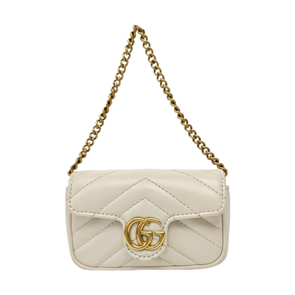 GG Marmont Super Mini Quilted Calfskin White