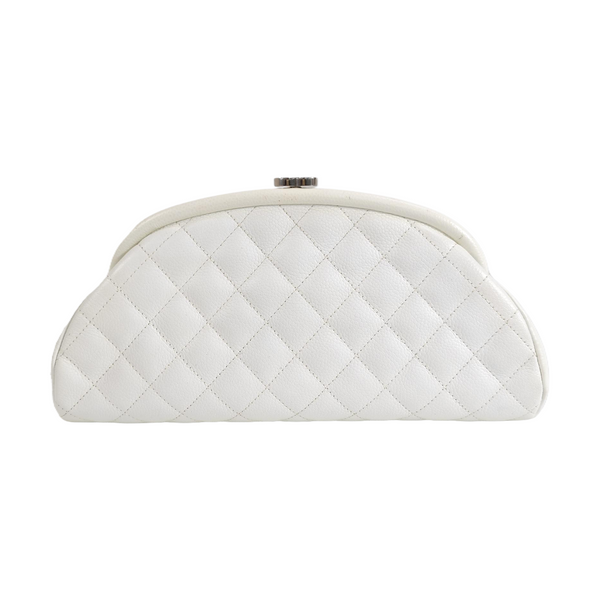 Quilted Lambskin Clutch White
