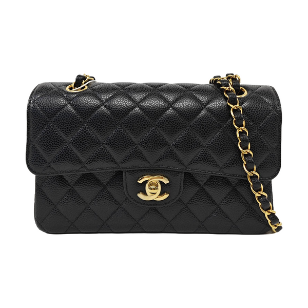 CLASSIC FLAP Small Quilted Grained Calfskin Black