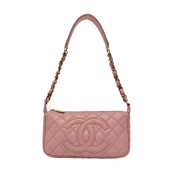 Quilted Grained Calfskin Top Handle Bag Pink