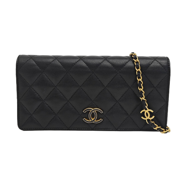 Quilted Grained Calfskin Shoulder Bag Black