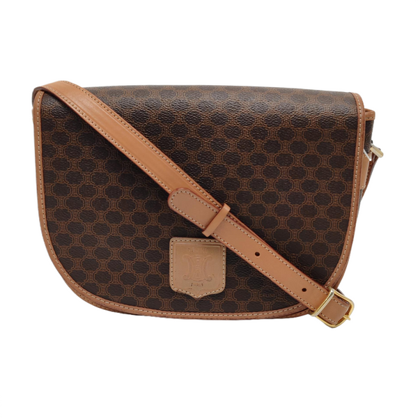 Coated Canvas Shoulder Bag Brown