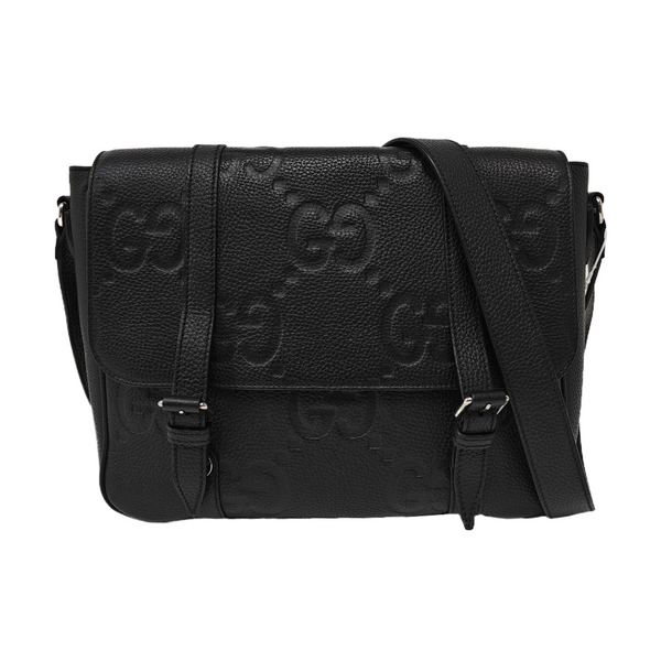 Monogram Calfskin Shoulder Bag Medium Black