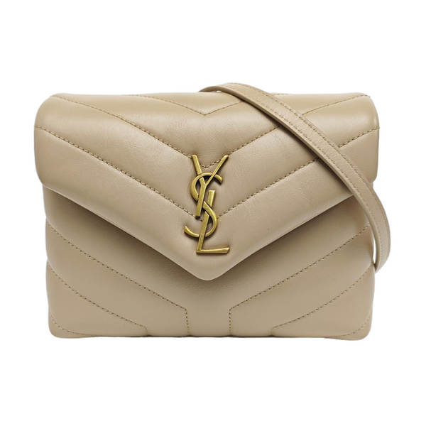 LOULOU Extra Small Chevron Calfskin Beige