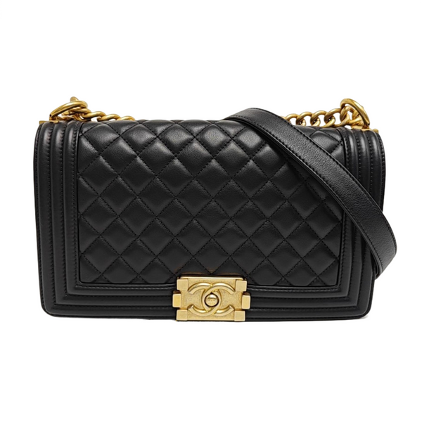 BOY CHANEL Medium Quilted Calfskin Black