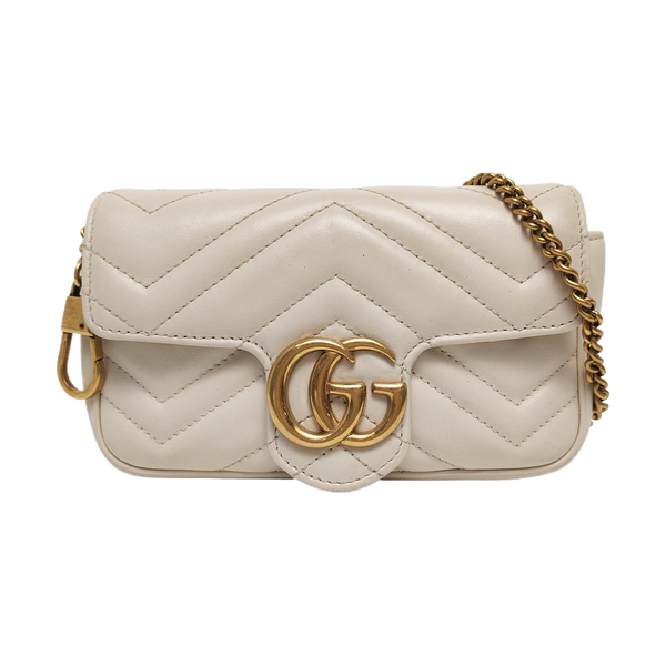 GG Marmont Mini Quilted Calfskin White