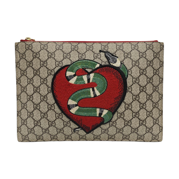 Monogram Coated Canvas Clutch Beige