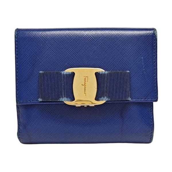 Billetera azul de piel de ternera Vara