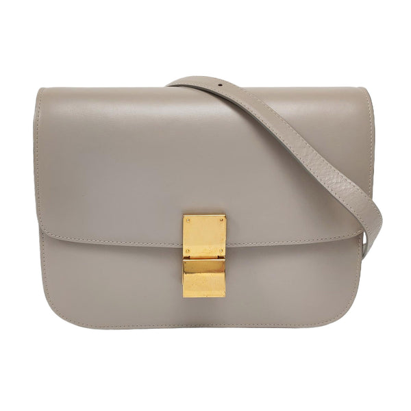 Authenticated pre-owned CLASSIC BOX Medium Calfskin Gray - Shoulder Bag at Looply