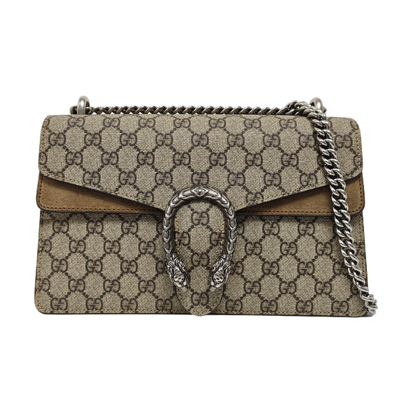Dionysus Small Monogram Coated Canvas Beige