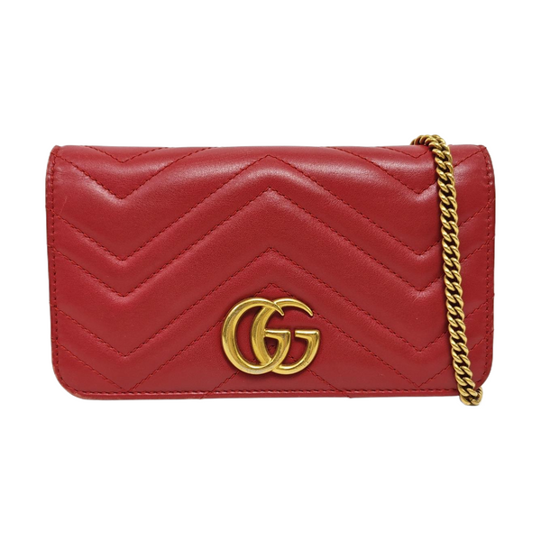 GG Marmont Super Mini Quilted Calfskin Red
