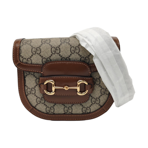 Horsebit 1955 Mini Monogram Coated Canvas Brown