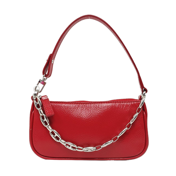 Leather Top Handle Bag Red