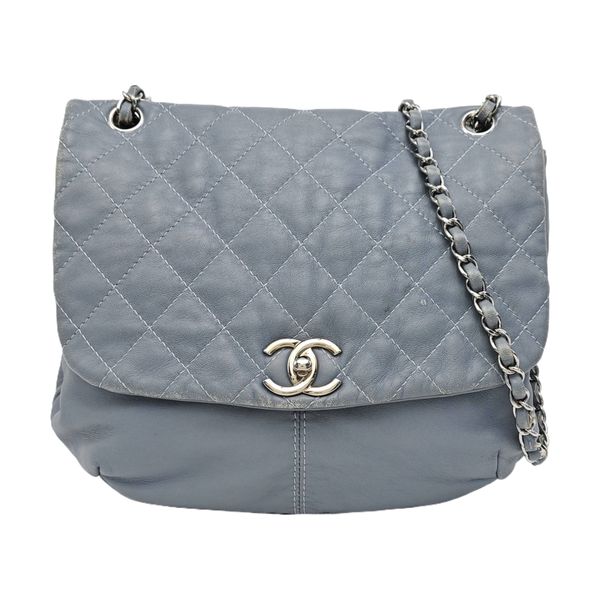 Quilted Calfskin Shoulder Bag Blue